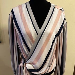 Ramy Brook Striped Lupita Wrap Top NWOT